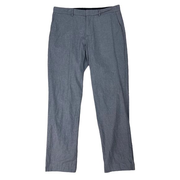 J Crew Pants Mens 34 Blue-Gray Flat Front Bedford Dress Zip Fly Cotton - Picture 1 of 12